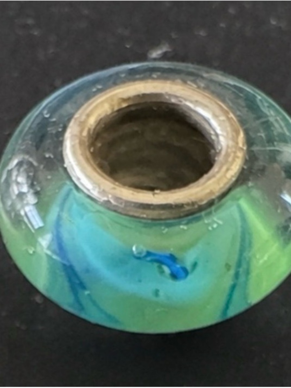Green-Blue Glass Decorative Pandora Style Bead Charm